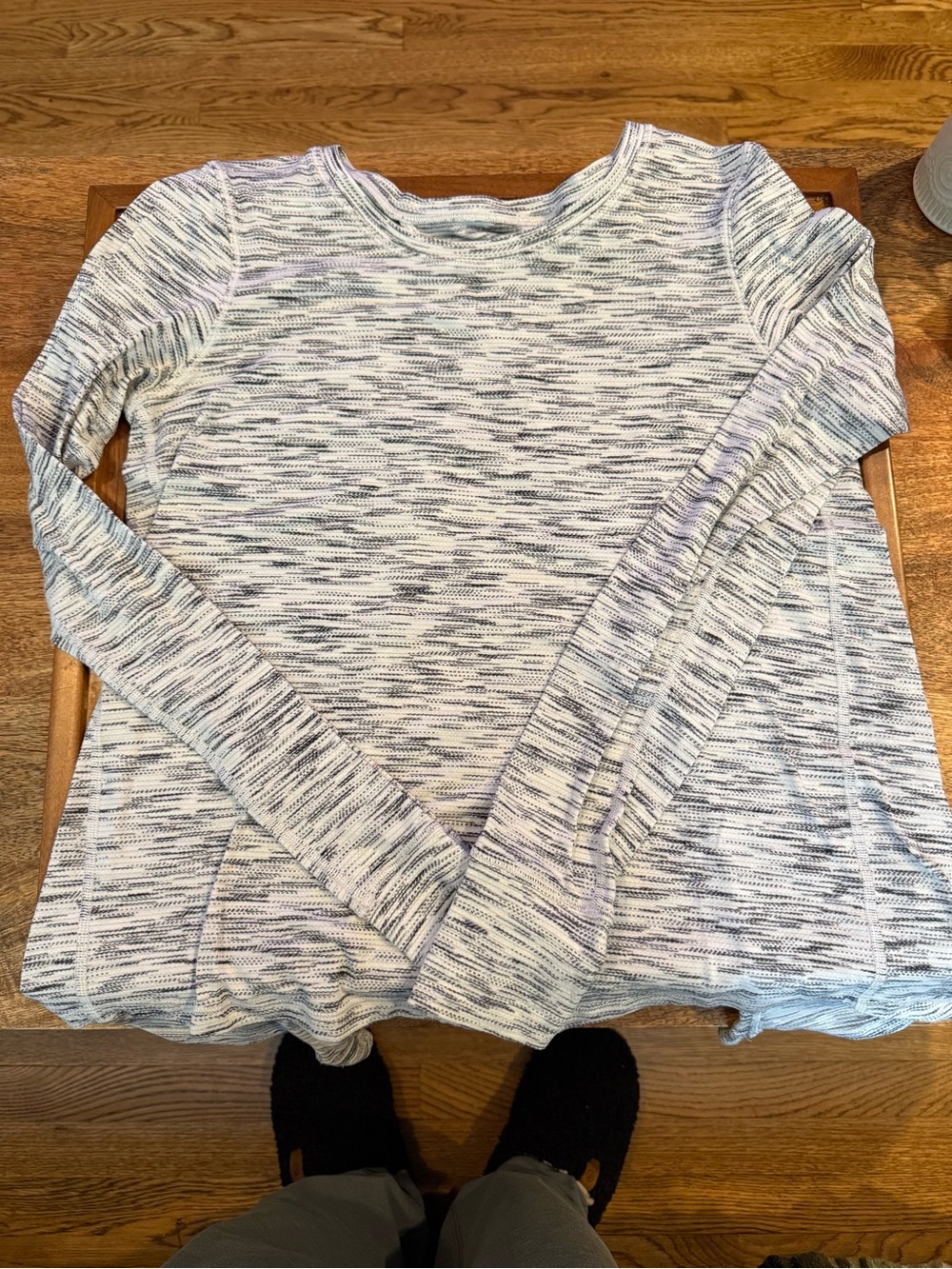 Lululemon Long-Sleeve Space-Dye Knit Top - White & Black